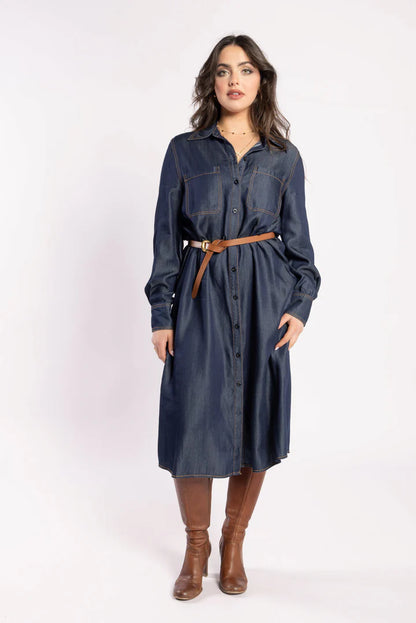 DRAMA THE LABEL DENVER DRESS - DARK DENIM