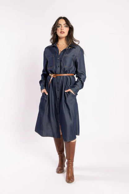 DRAMA THE LABEL DENVER DRESS - DARK DENIM