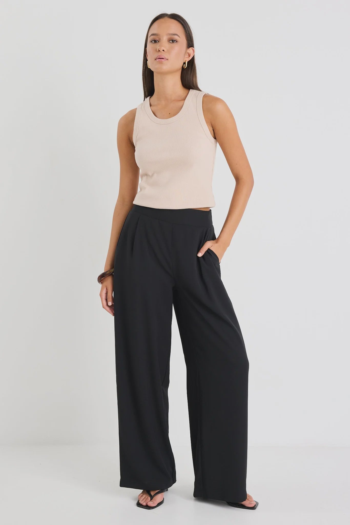 AMONG THE BRAVE INSTINCTIVE  WIDE LEG PANT - BLACK