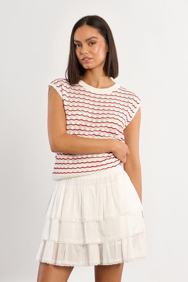 LILI SIDONIO SLEEVELESS SWEATER - RED