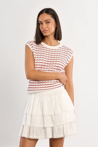 LILI SIDONIO SLEEVELESS SWEATER - RED