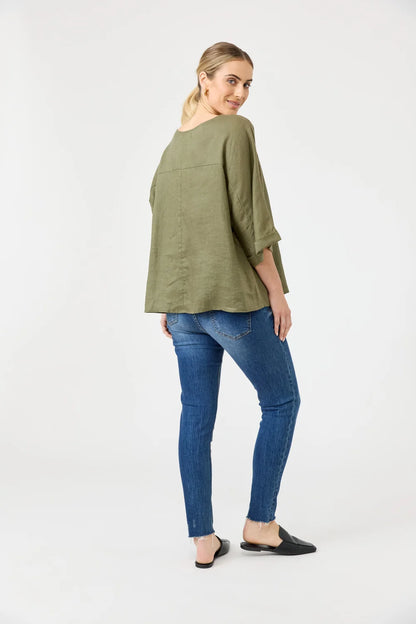 EB & IVE STUDIO RELAXED TOP - KHAKI