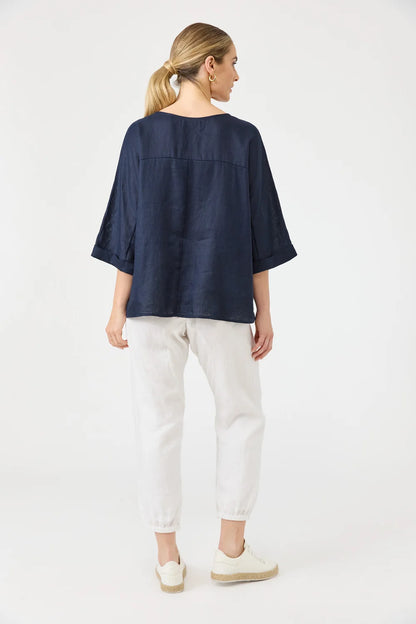 EB & IVE STUDIO RELAXED TOP - NAVY