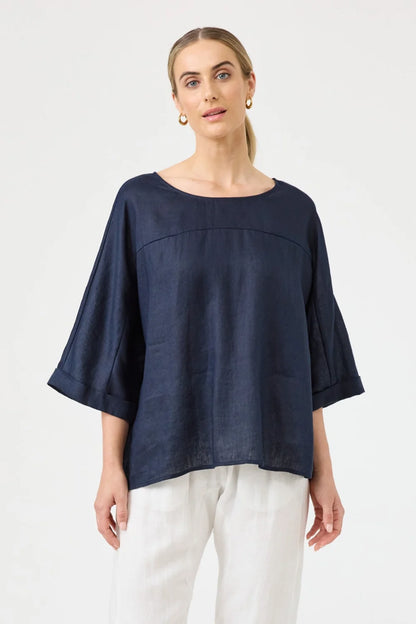 EB & IVE STUDIO RELAXED TOP - NAVY