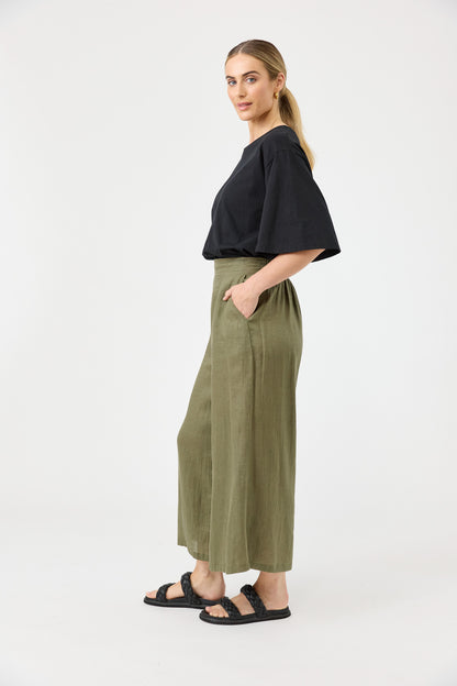 EB & IVE STUDIO CROP PANT - KHAKI