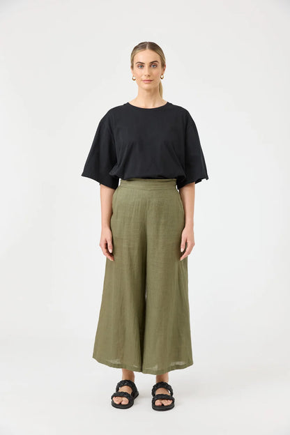 EB & IVE STUDIO CROP PANT -  KHAKI