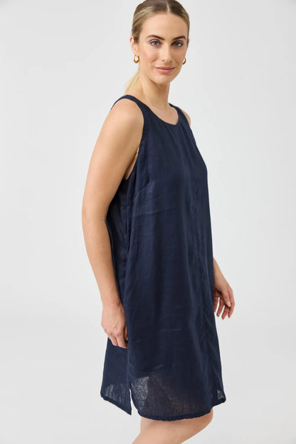 EB & IVE STUDIO MIDI DRESS - NAVY
