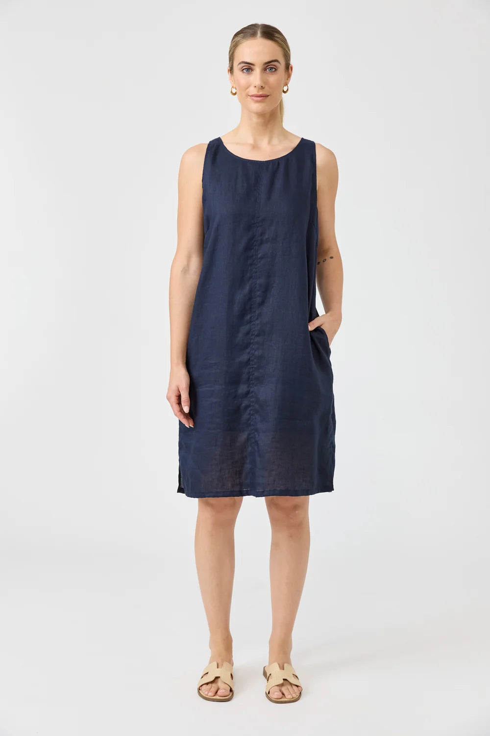 EB & IVE STUDIO MIDI DRESS - NAVY