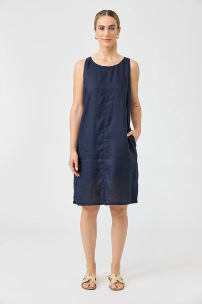 EB & IVE STUDIO MIDI DRESS - NAVY