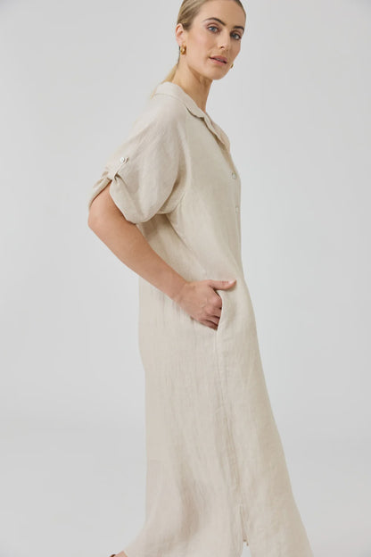EB & IVE STUDIO SHIRT DRESS - TUSK