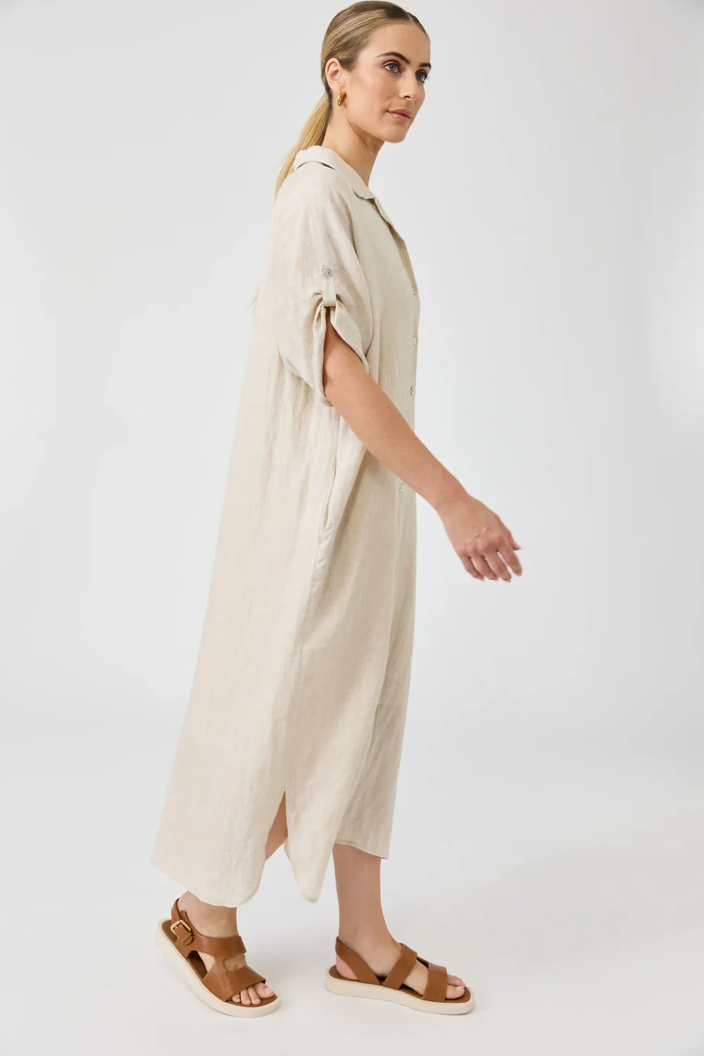 EB & IVE STUDIO SHIRT DRESS - TUSK