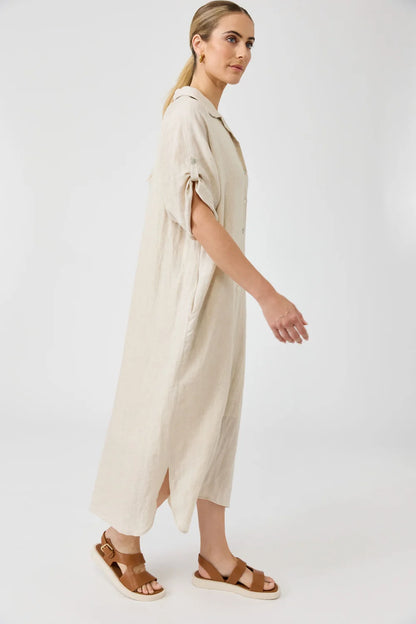 EB & IVE STUDIO SHIRT DRESS - TUSK