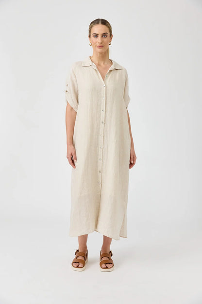 EB & IVE STUDIO SHIRT DRESS - TUSK