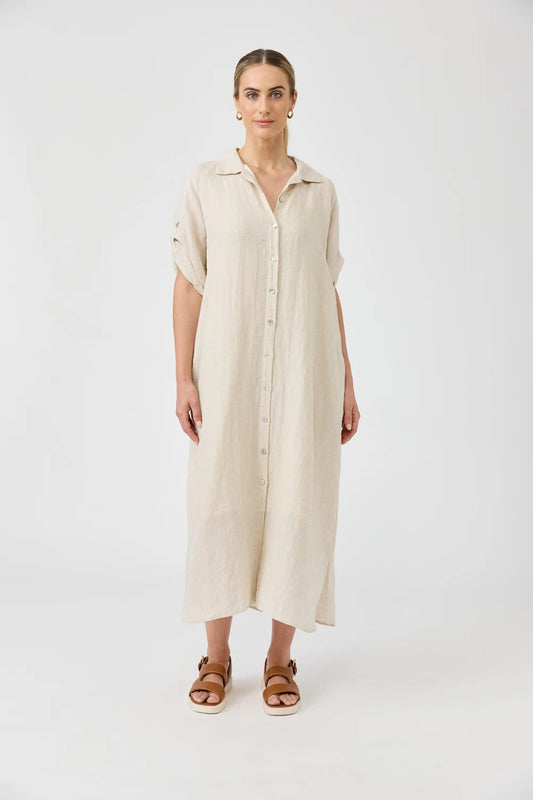 EB & IVE STUDIO SHIRT DRESS - TUSK