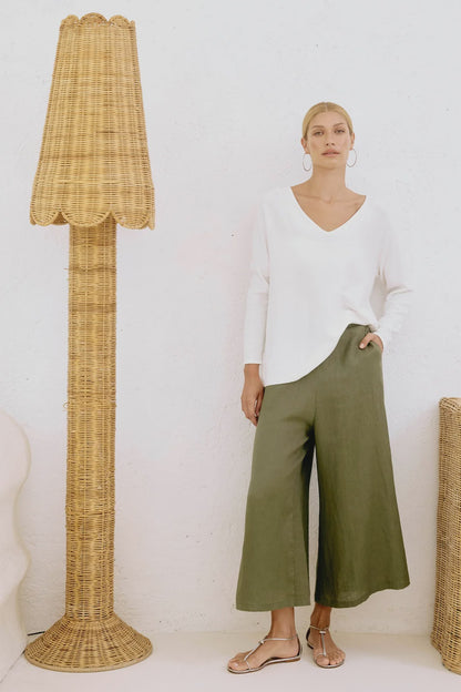 EB & IVE STUDIO CROP PANT -  KHAKI