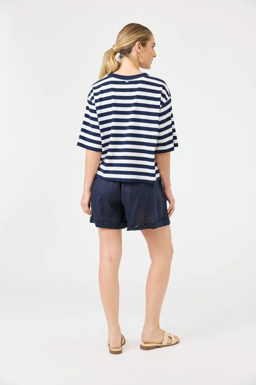 EB & IVE STUDIO STRIPE T-SHIRT - INDIGO