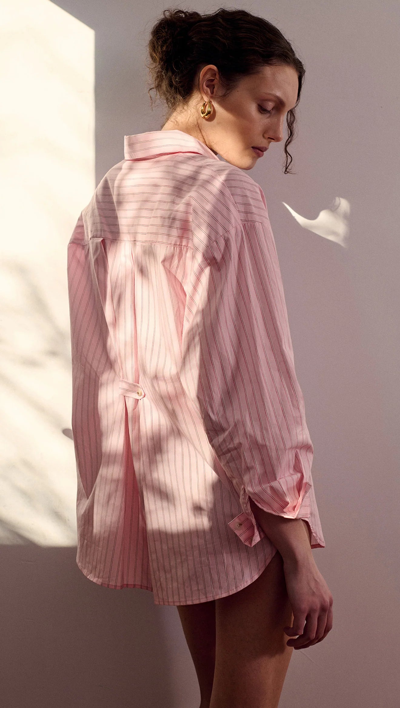 STAPLE THE LABEL KARI OVERSIZED SHIRT - PINK / WHITE STRIPE
