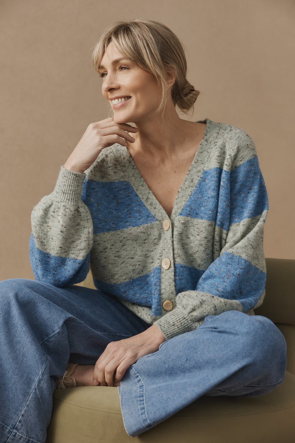 EB & IVE - ZARDA CARDIGAN - SAGE/LAKE