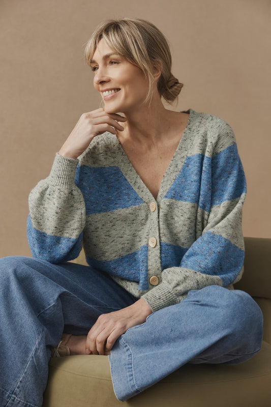 EB & IVE - ZARDA CARDIGAN - SAGE/LAKE