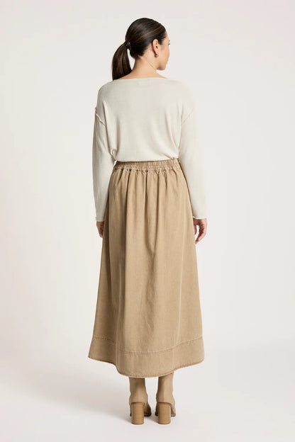 EB & IVE - BODHI DENIM SKIRT - FAWN