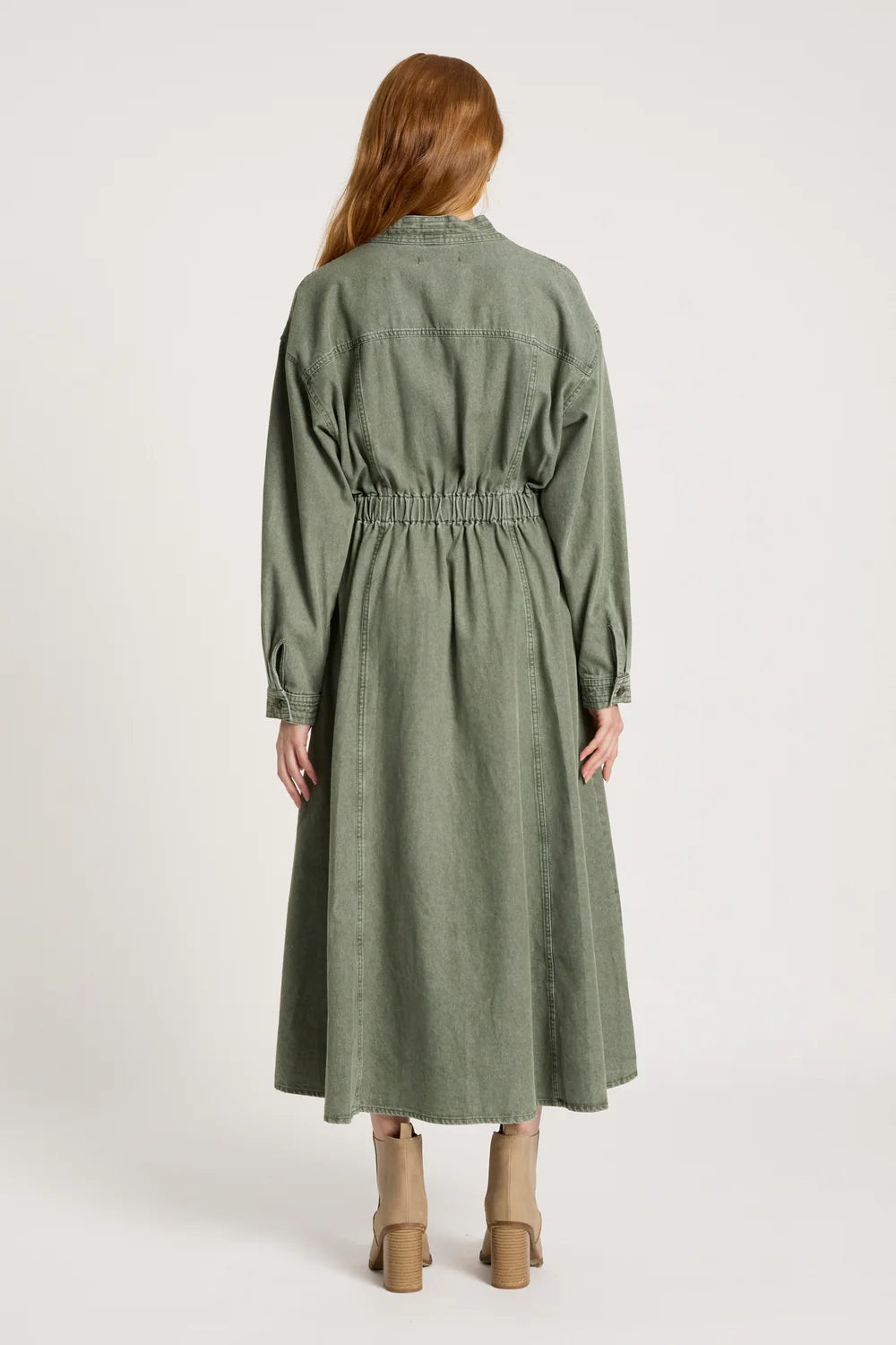 EB & IVE - BODHI DENIM DRESS - OLIVE