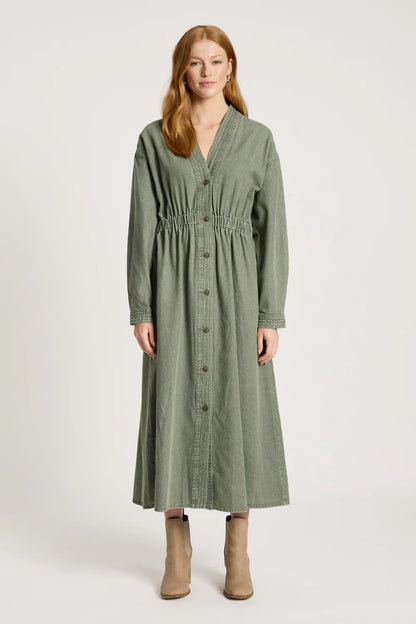 EB & IVE - BODHI DENIM DRESS - OLIVE