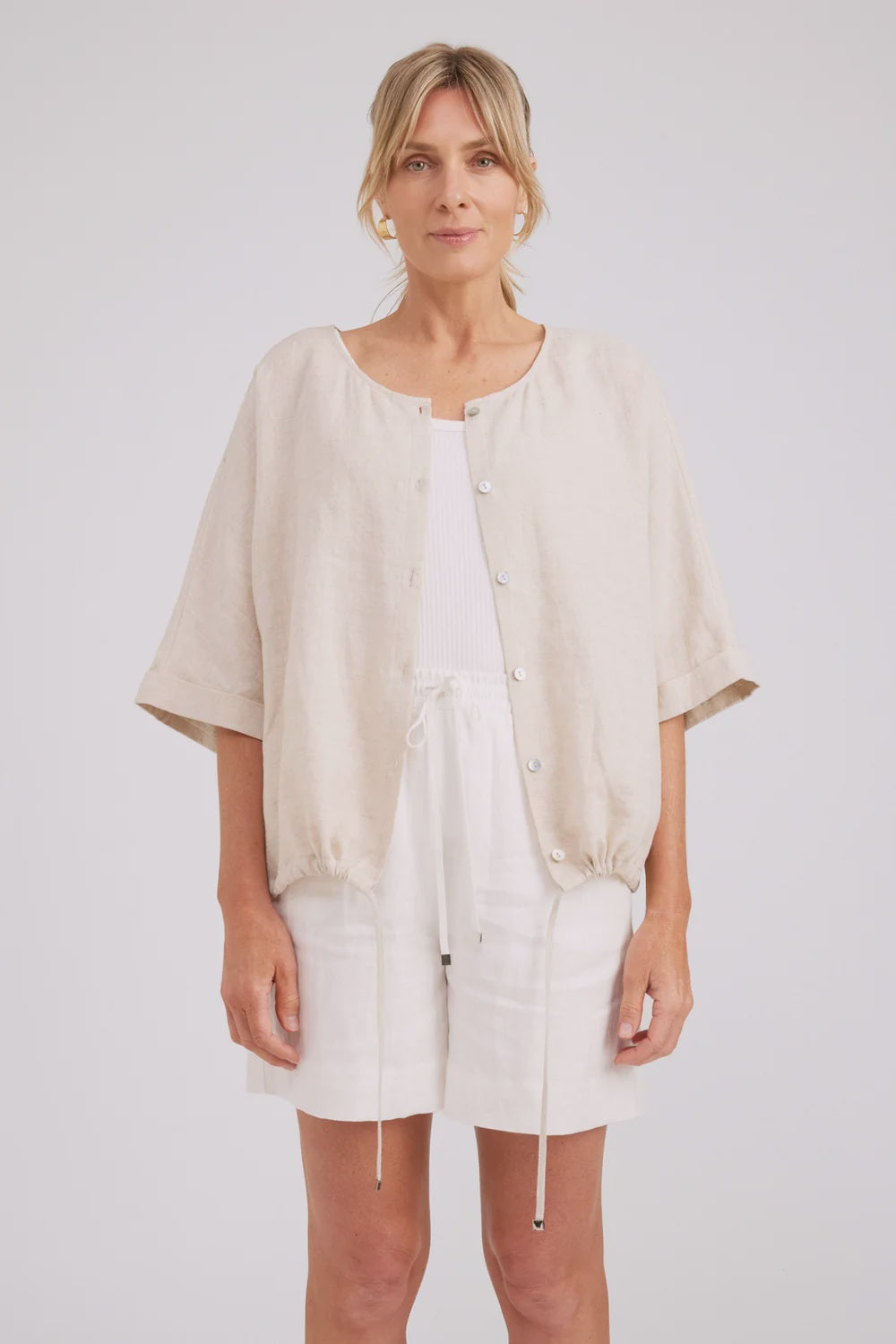 EB & IVE STUDIO BUTTON TOP/JACKET - TUSK