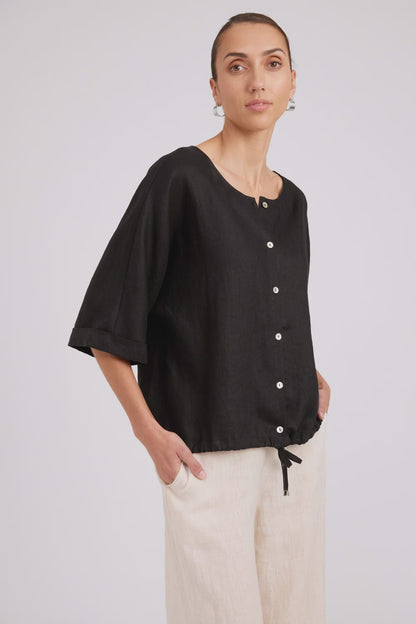 EB & IVE STUDIO BUTTON TOP/JACKET - BLACK