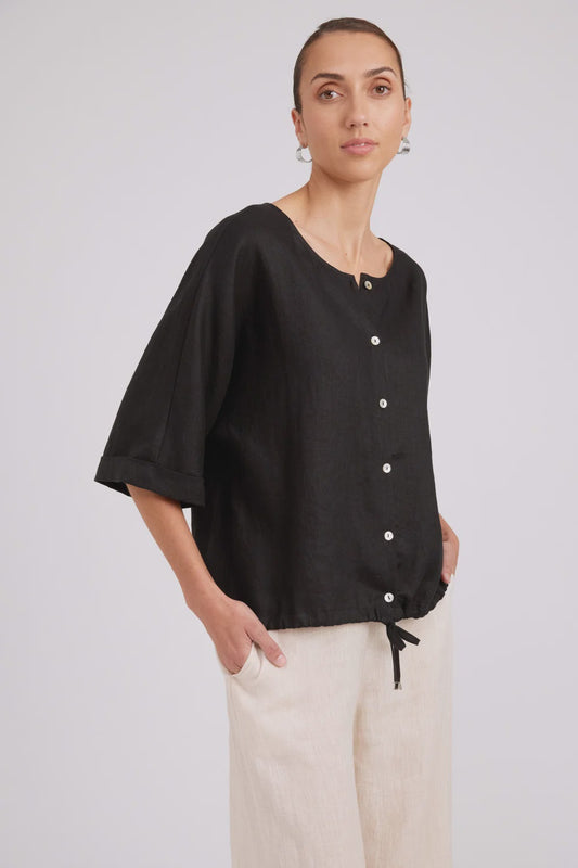 EB & IVE STUDIO BUTTON TOP/JACKET - BLACK