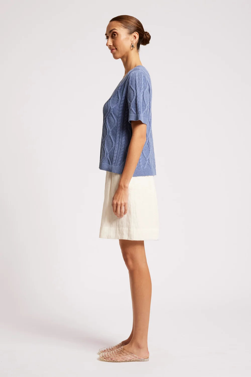 EB & IVE CASA CABLE V KNIT - MARINE
