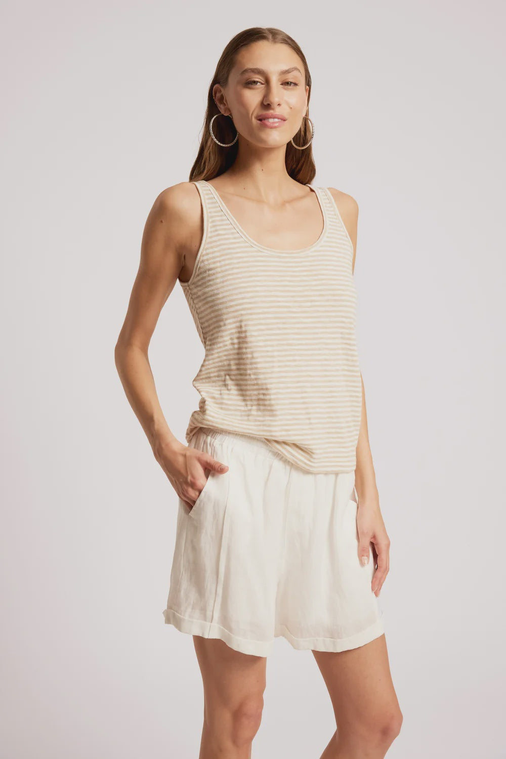 EB & IVE CASA STRIPED TANK - DUNE/WHITE