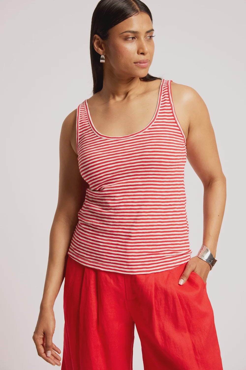 EB & IVE CASA STRIPED TANK - APEROL/WHITE