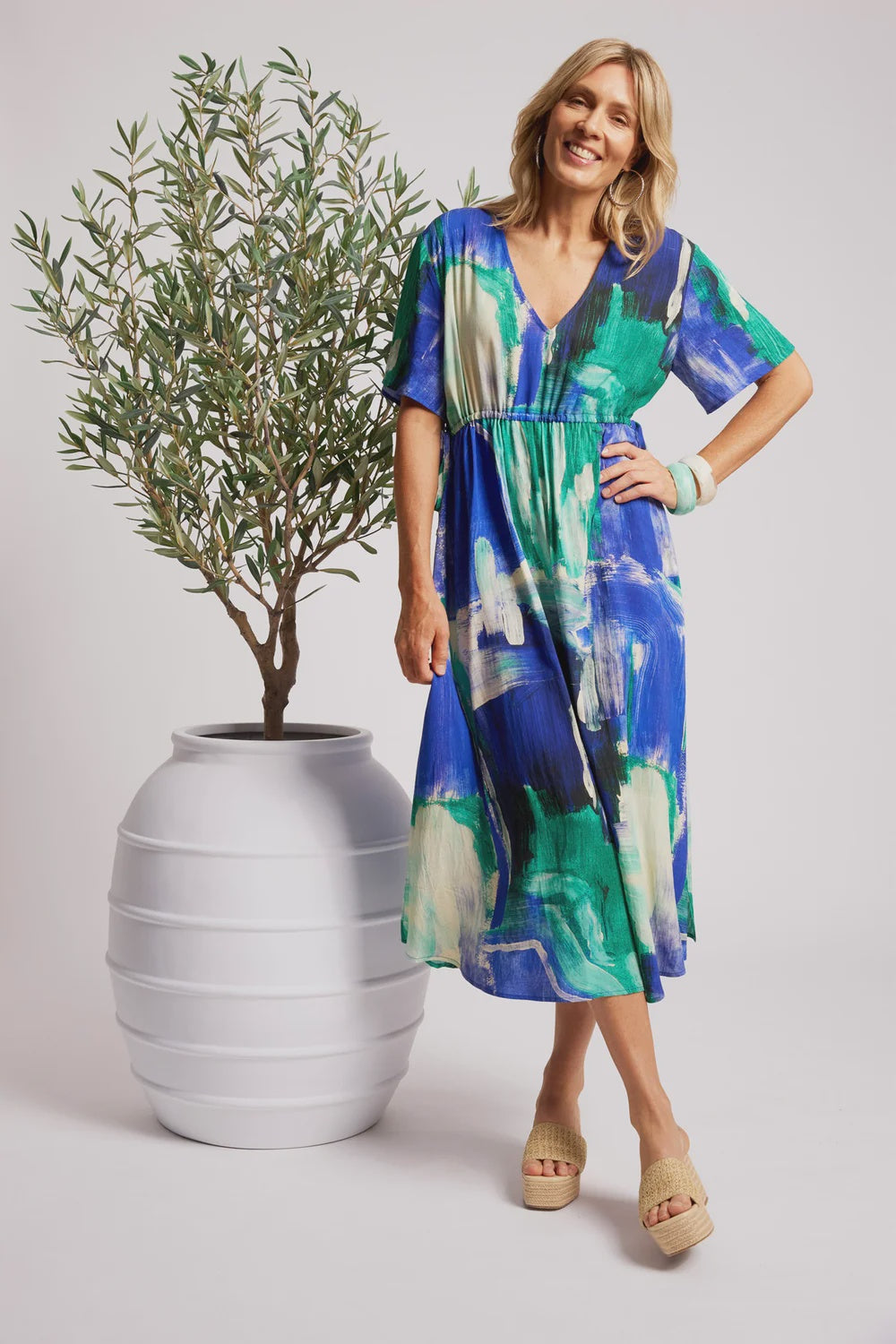 EB & IVE PALMERA TIE MAXI DRESS - SEAFOAM