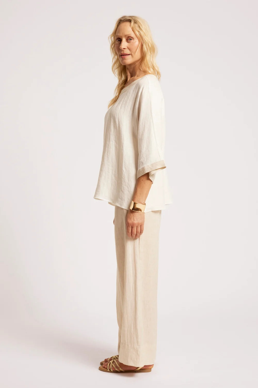EB & IVE MARIS RELAXED SPLICE TOP - WHITE/TUSK