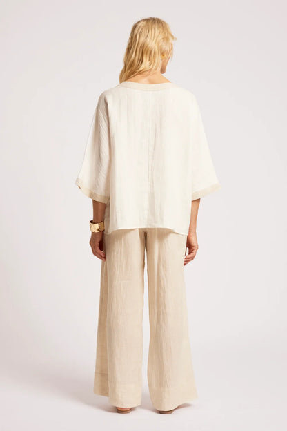 EB & IVE MARIS RELAXED SPLICE TOP - WHITE/TUSK