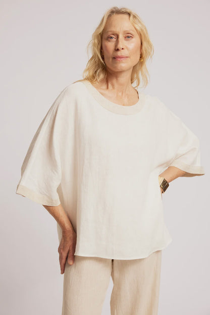 EB & IVE MARIS RELAXED SPLICE TOP - WHITE/TUSK