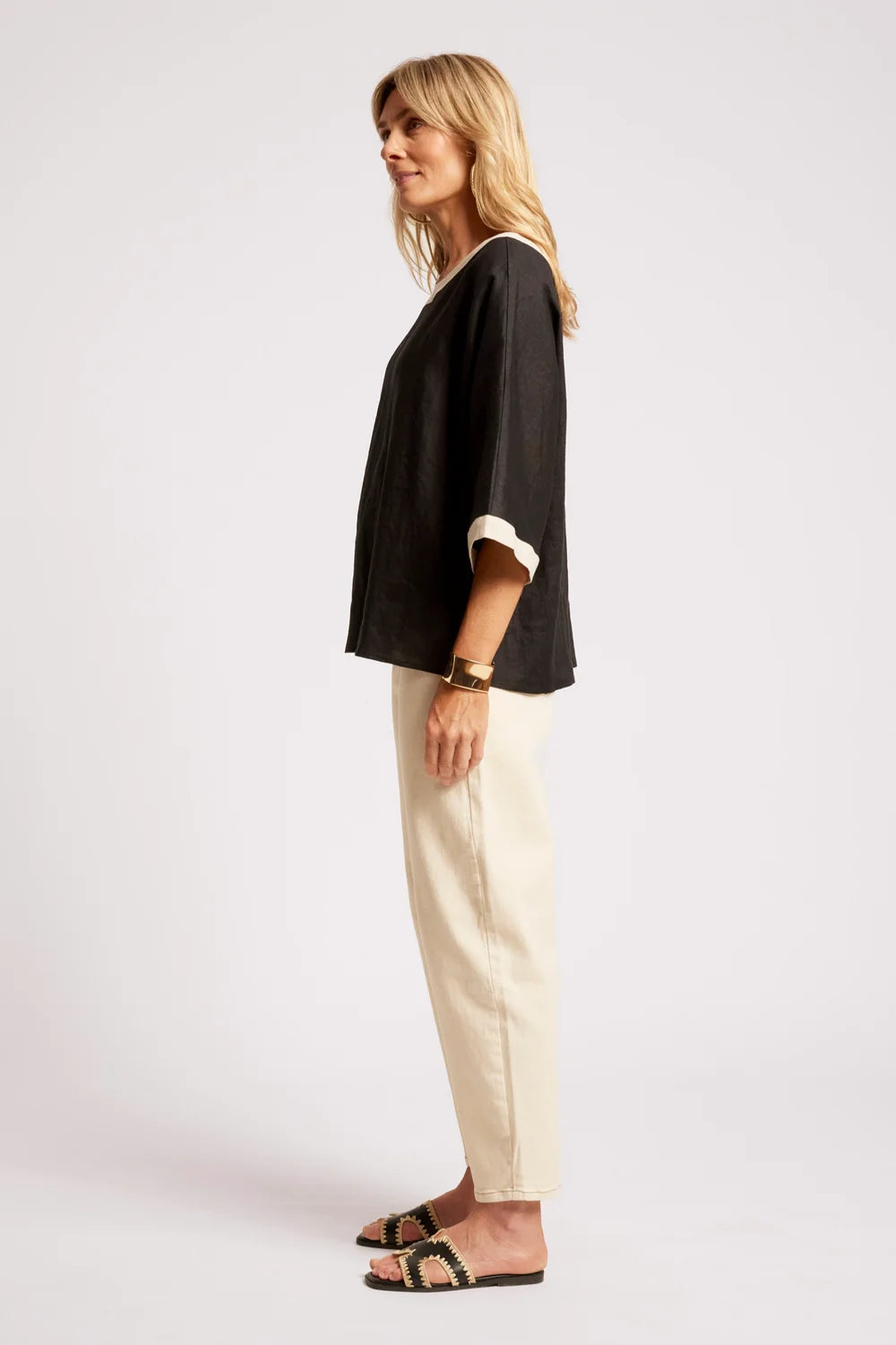 EB & IVE MARIS RELAXED SPLICE TOP - BLACK/TUSK