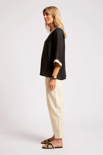 EB & IVE MARIS RELAXED SPLICE TOP - BLACK/TUSK