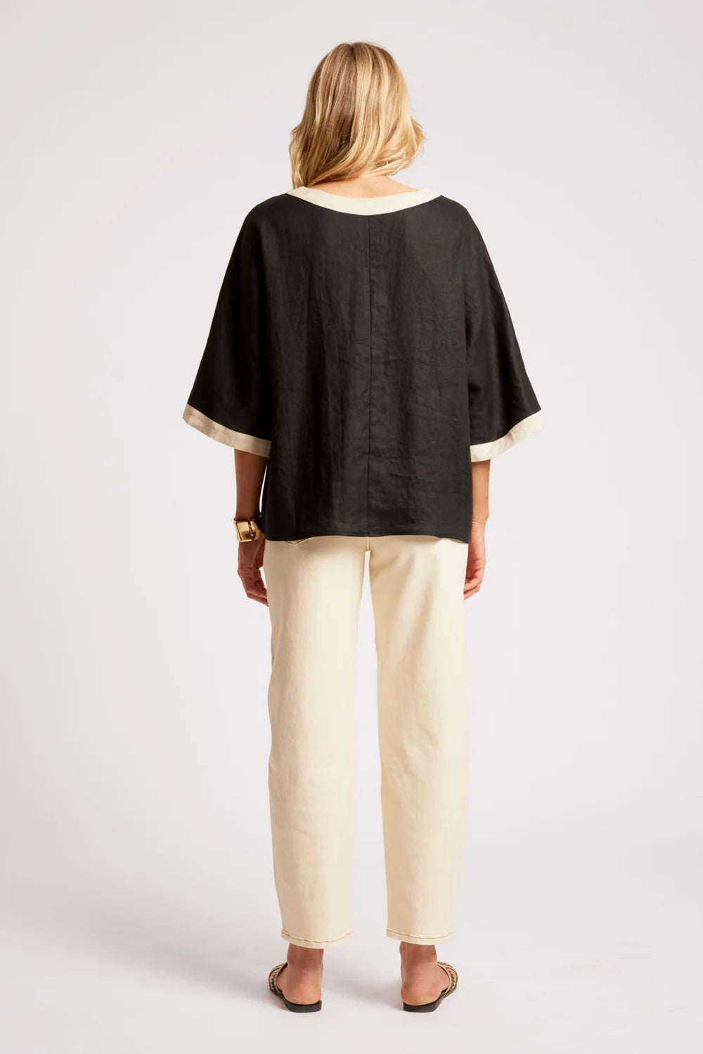 EB & IVE MARIS RELAXED SPLICE TOP - BLACK/TUSK