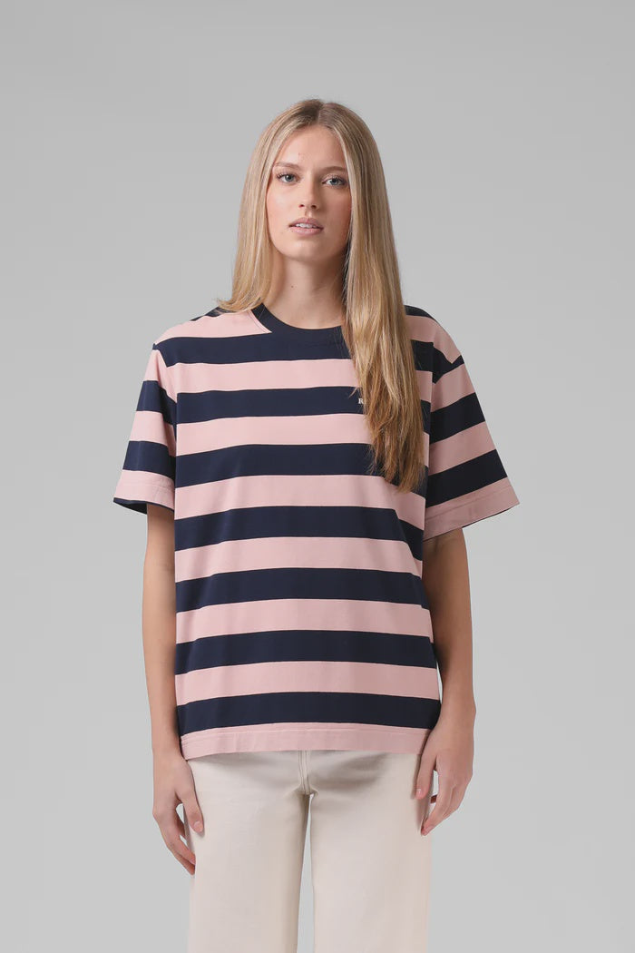 RPM STRIPE OS TEE - PINK/BLACK STRIPE