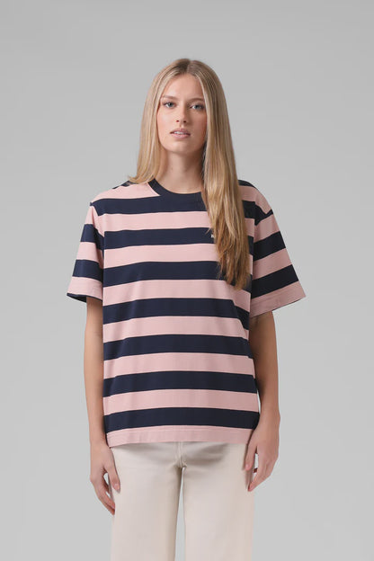 RPM STRIPE OS TEE - PINK/BLACK STRIPE