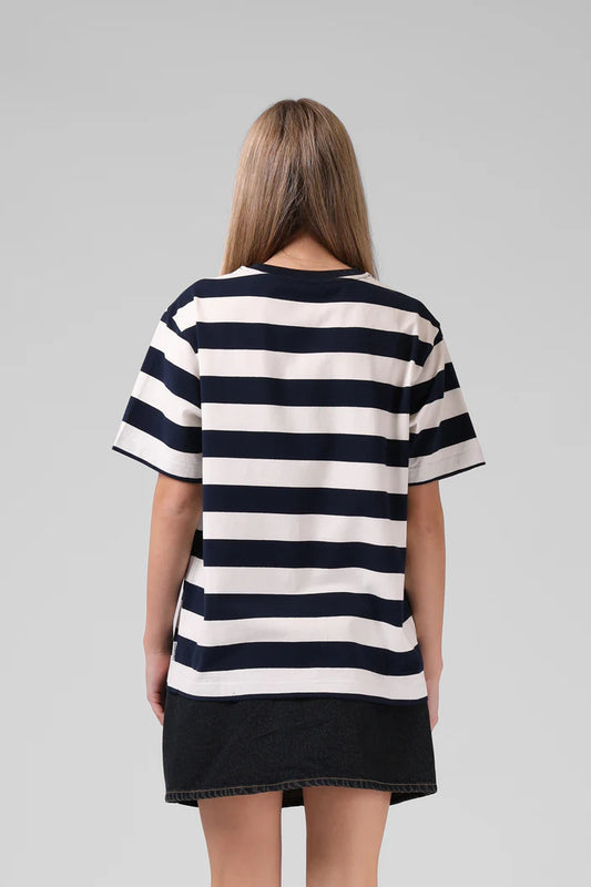 RPM STRIPE OS TEE - NAVY/WHITE STRIPE