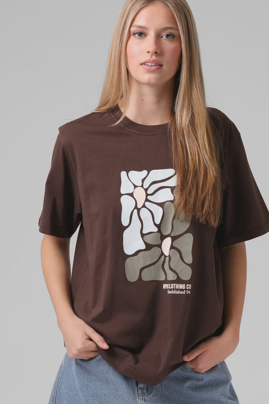 RPM OS FLORAL TEE - BRUNETTE BROWN
