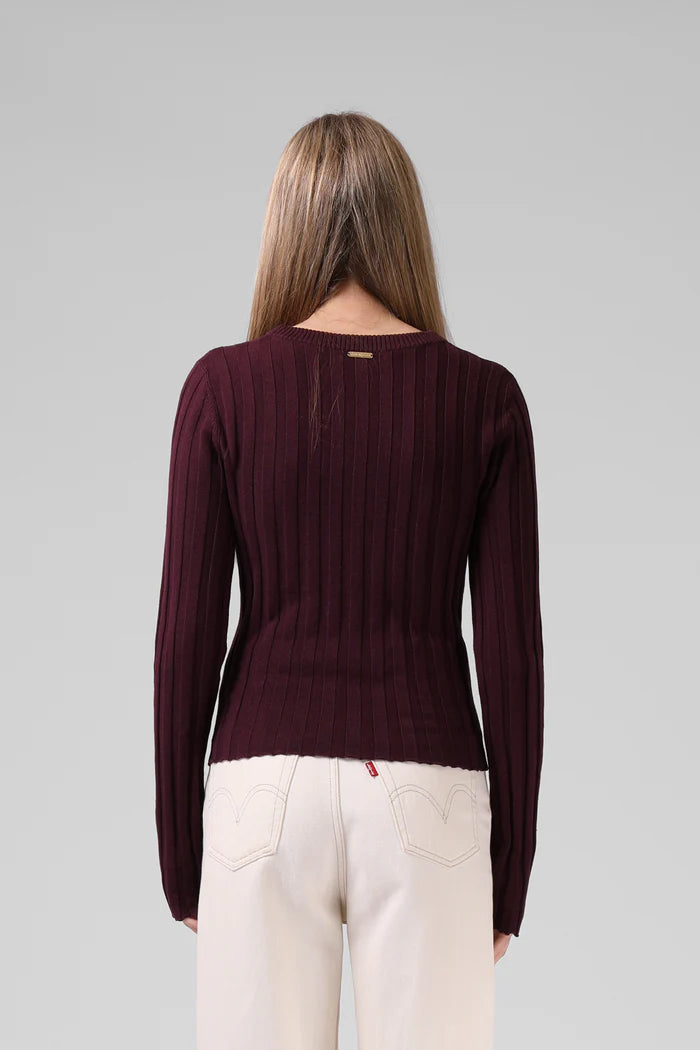 RPM WIDE KNIT L/S TOP - PLUM