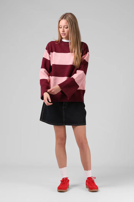 RPM GEORGIA STRIPE KNIT - PLUM/PINK