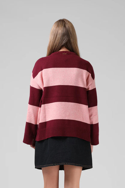 RPM GEORGIA STRIPE KNIT - PLUM/PINK