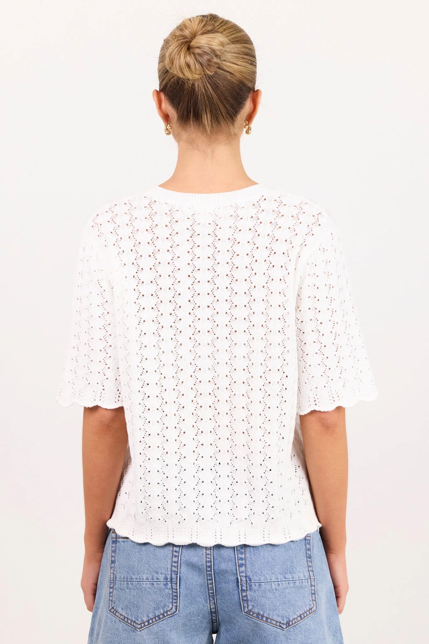 IVY & JACK DAINTY LACE KNIT TEE - IVORY