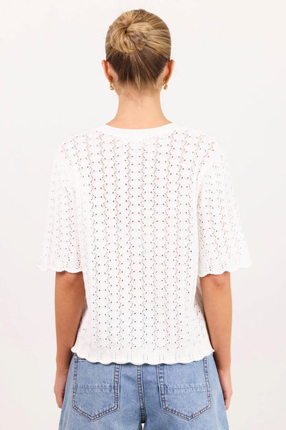 IVY & JACK DAINTY LACE KNIT TEE - IVORY