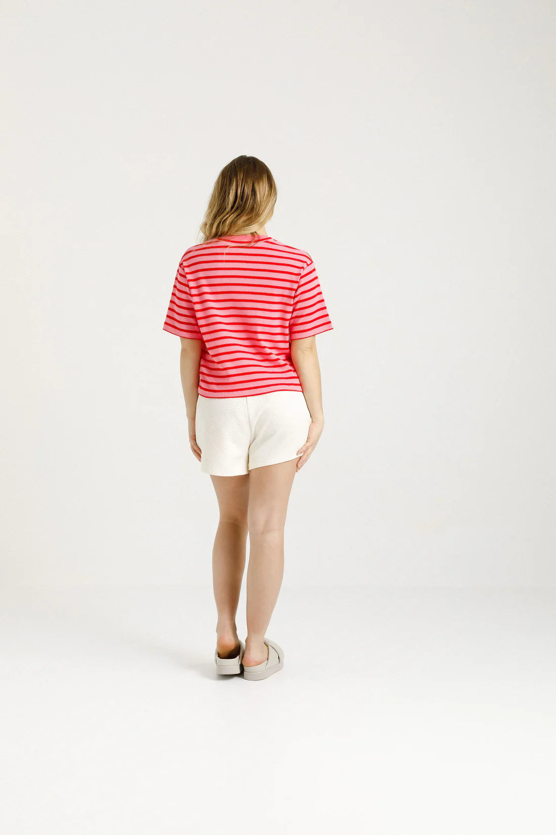 ROSE ROAD CROPPED TEE - BERRY STRIPES