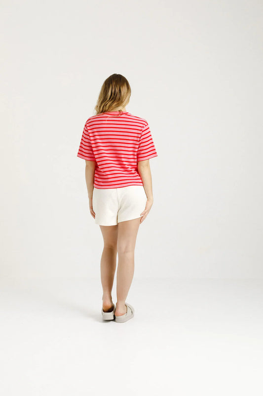 ROSE ROAD CROPPED TEE - BERRY STRIPES